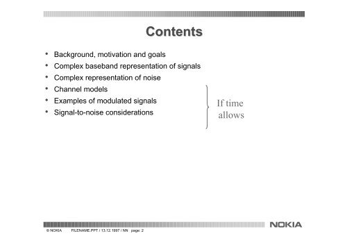 Band-pass and equivalent low-pass signal modeling