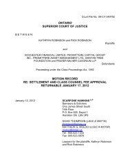 ONTARIO SUPERIOR COURT OF JUSTICE MOTION ... - Class Action