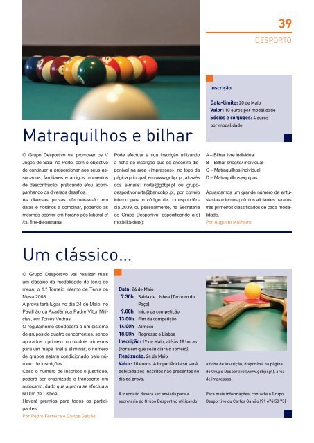 Maio-Julho 08 - Grupo Desportivo e Cultural dos Empregados do ...