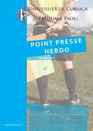 POINT PRESSE HEBDO - Università di Corsica Pasquale Paoli