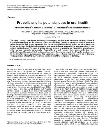 Propolis and its potential uses in oral health