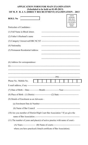 4. Application Format for Main Exam - High Court