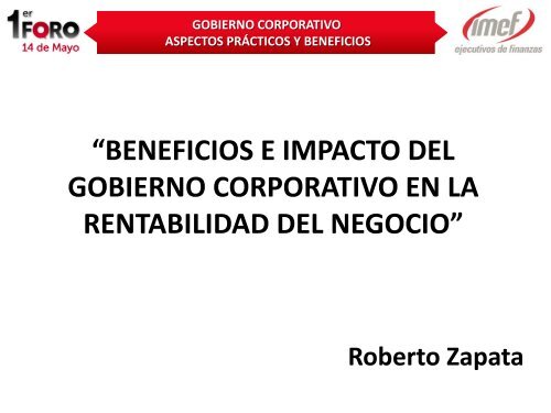 gobierno corporativo aspectos prÃ¡cticos y beneficios - IMEF