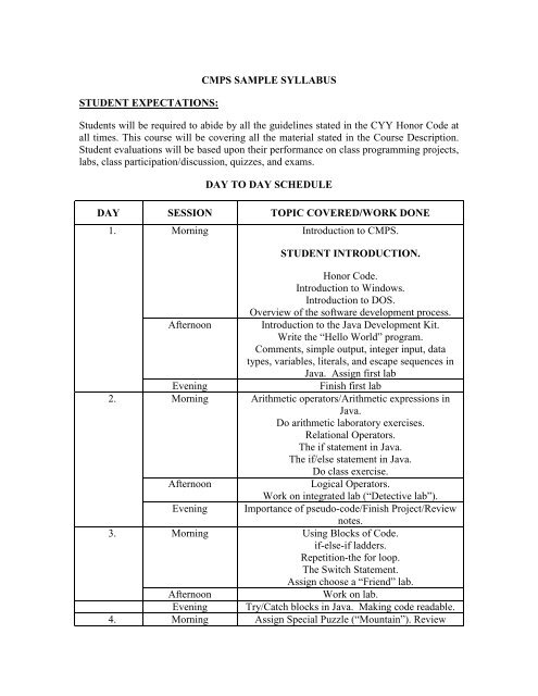 Sample syllabus 1