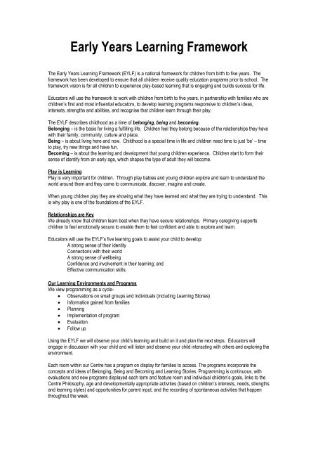 Early Years Learning Framework