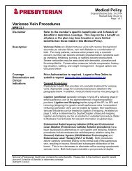 Varicose Vein Procedures - Presbyterian Healthcare Services