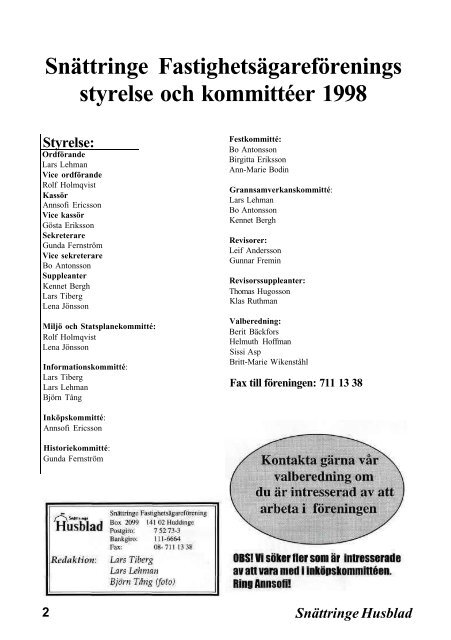 1998-2 - SnÃ¤ttringe fastighetsÃ¤garefÃ¶rening