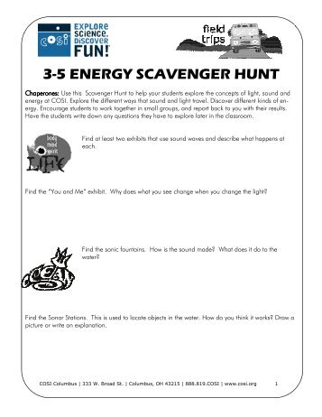 3-5 ENERGY SCAVENGER HUNT - COSI