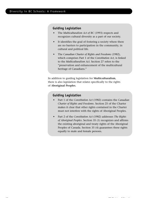 Diversity in BC Schools: A Framework - Racial Equity Tools