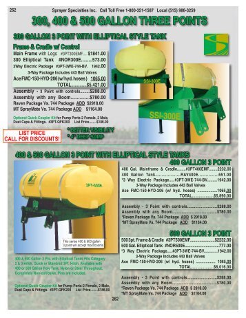 300, 400 & 500 GALLON THREE POINTS - Sprayer Specialties, Inc.