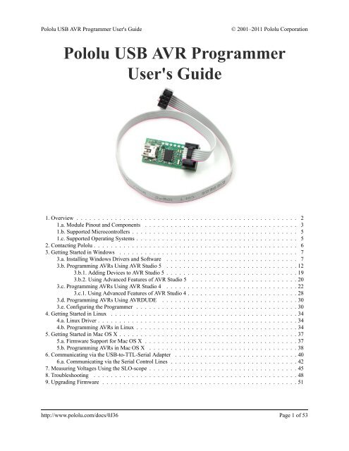 Pololu - Pololu USB AVR Programmer User's Guide - Roboweb.net