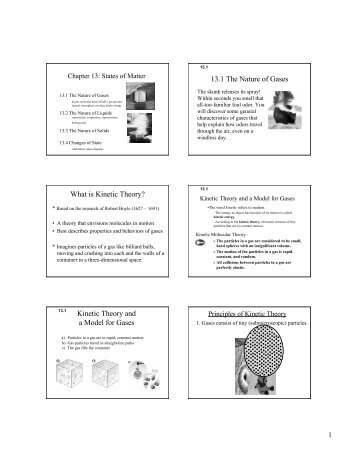 13.1 The Nature of Gases What is Kinetic Theory? - Saratoga High ...