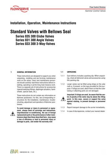 Standard Valves with Bellows Seal - Flowserve Corporation