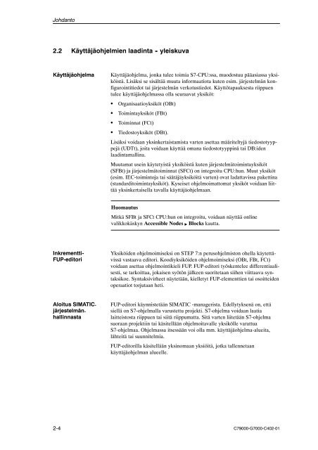 S7-300/400 Ohjelmointi FUB/FDB - Siemens