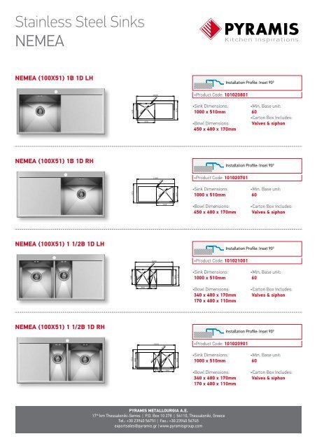 Stainless Steel Sinks NEMEA - Pyramis