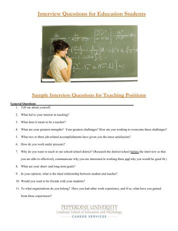 Interview Questions for Education Students - Pepperdine University