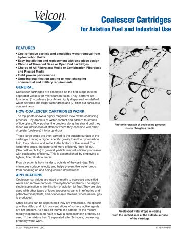 Coalescer Cartridges - Data Sheet #1732 - Velcon Filters