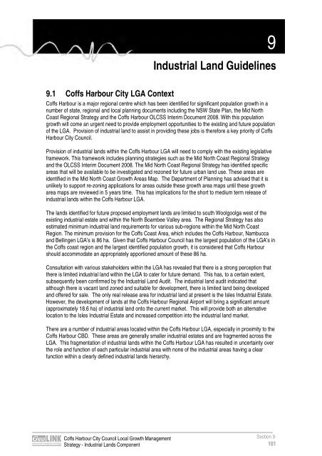 Industrial Lands Strategy - Section 9 - Coffs Harbour City Council ...