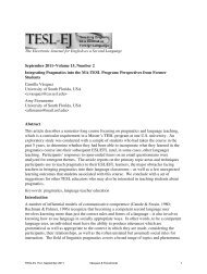 The Electronic Journal for English as a Second Language ... - TESL-EJ