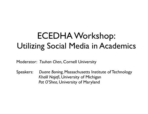 Tsuhan Chen, David E. Burr Professor of Engineering ... - ecedha