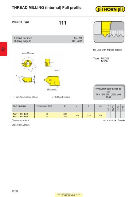 thread milling - Horn USA, Inc.