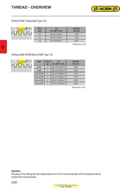 thread milling - Horn USA, Inc.