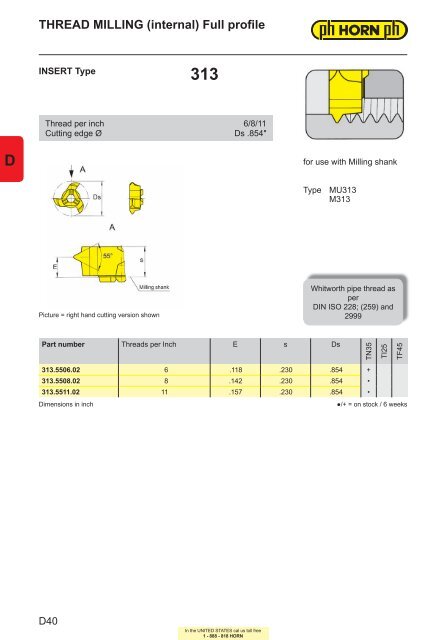 thread milling - Horn USA, Inc.