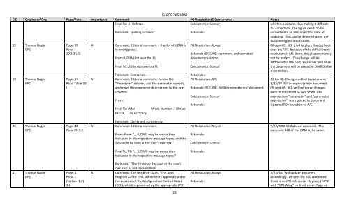 DRAFT IS-GPS-705A Comment Resolution Matrix - GPS.gov