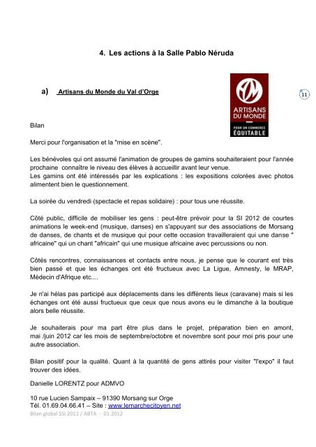 Bilan d'activitÃ© ABTA et partenaires SSI2011 - La Semaine de la ...
