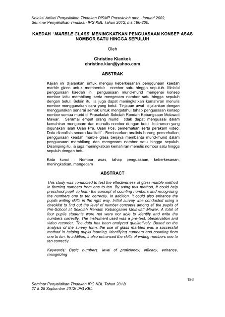 Quot Marble Glass Quot Meningkatkan Penguasaan Konsep Asas Nombor