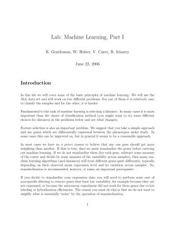 Lab: Machine Learning, Part I - Computational Statistics for Genome ...