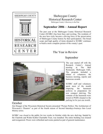 2006 Annual Report - Sheboygan County Historical Research Center