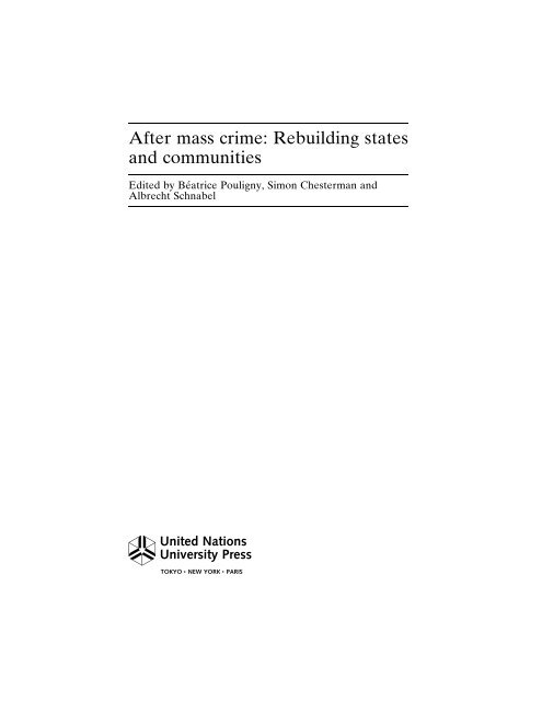 After mass crime: Rebuilding states and communities