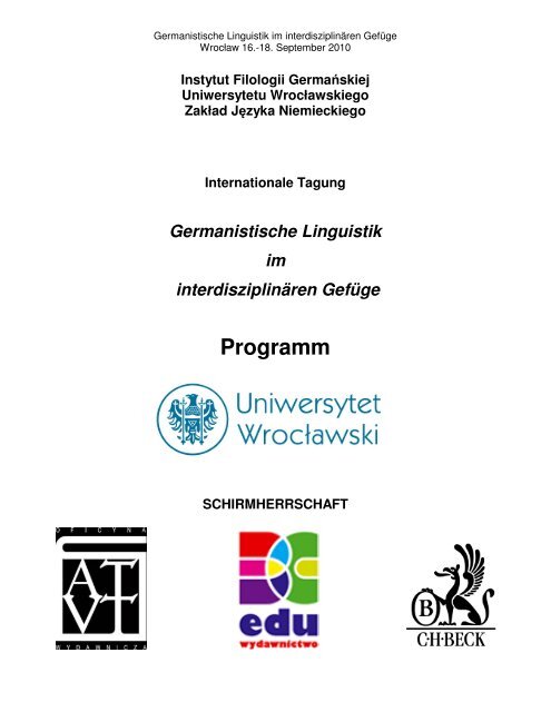 Programm - Instytut Filologii Germańskiej
