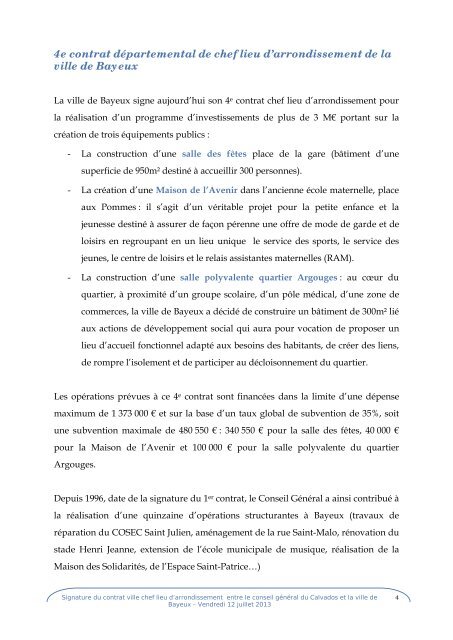 DOSSIER DE PRESSE - Conseil général du Calvados