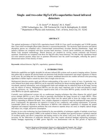 Single- and two-color HgTe/CdTe-superlattice based infrared ...