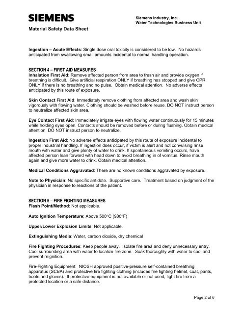 Ion Exchange Resin SM-52.pdf - Siemens Water Technologies