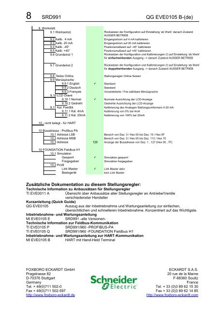 Quick Guide - Foxboro Eckardt