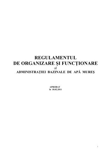 Regulament de organizare si functionare ABA Mures - Apele Romane