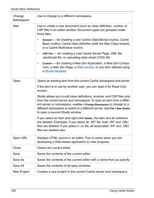 Using Caché Studio - InterSystems Documentation