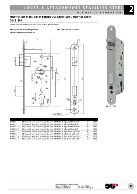 locks & attachments stainless steel