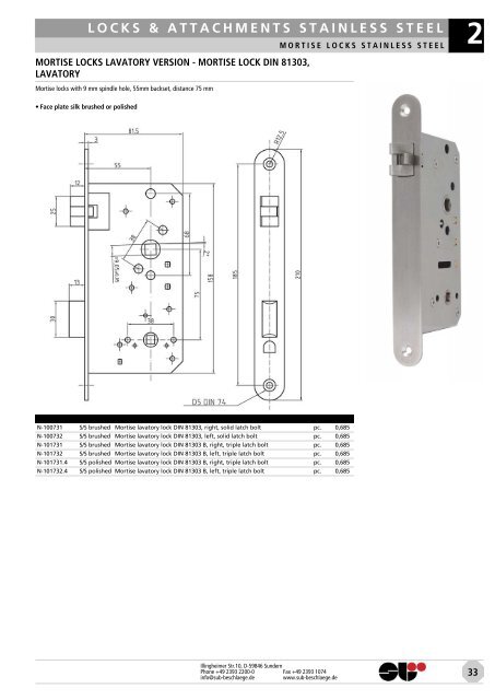 locks & attachments stainless steel