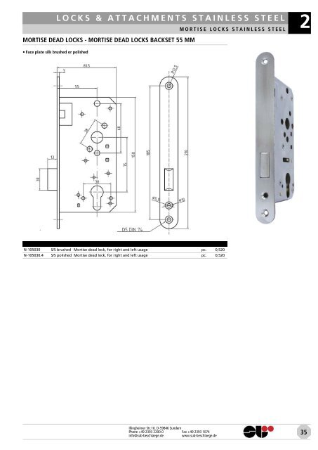 locks & attachments stainless steel