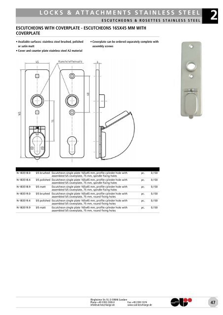 locks & attachments stainless steel