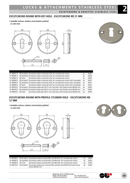 locks & attachments stainless steel