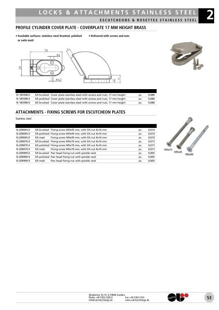 locks & attachments stainless steel