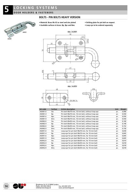 locks & attachments stainless steel