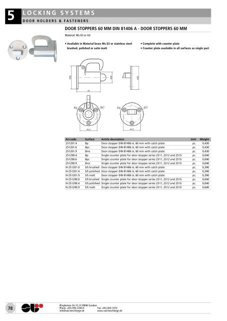 locks & attachments stainless steel