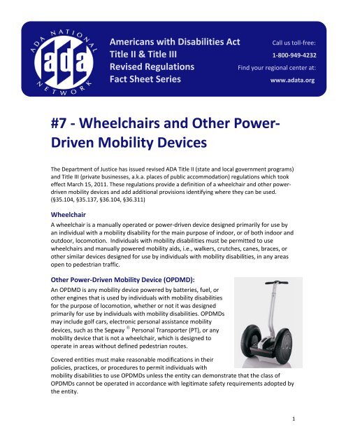 Wheelchairs and Other Power- Driven Mobility Devices - Institute for ...