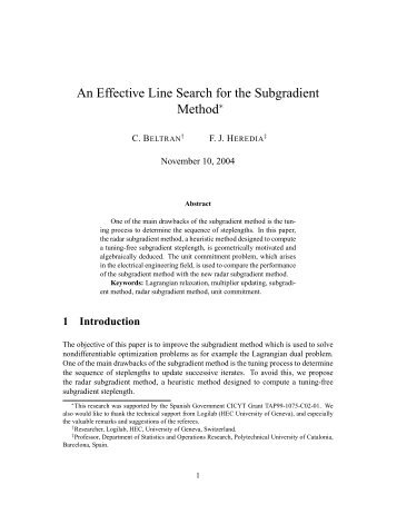 An Effective Line Search for the Subgradient Method